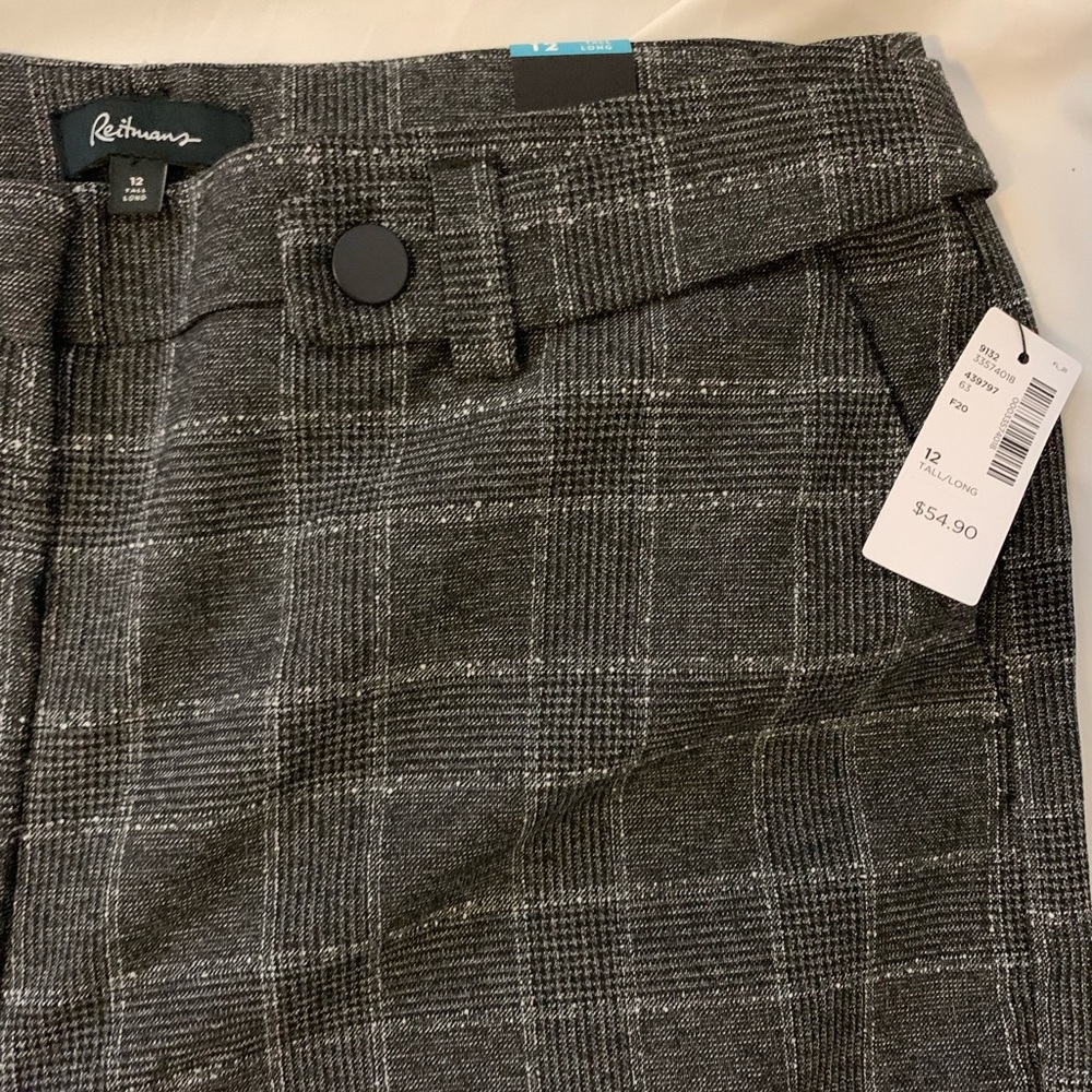 Reitmans Wide-Leg Tall Checked Trousers